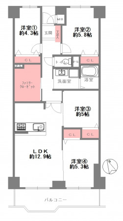 大阪市都島区友渕町、マンションの間取り画像です