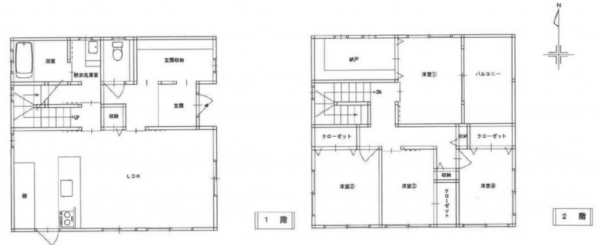 宮崎市高岡町下倉永、中古一戸建ての間取り画像です