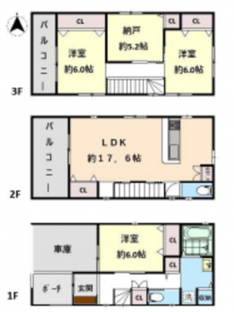 大阪市生野区中川西、中古一戸建ての間取り画像です
