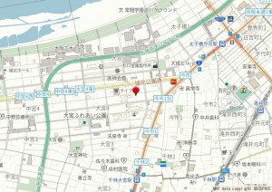 大阪市旭区大宮、マンションの地図画像です