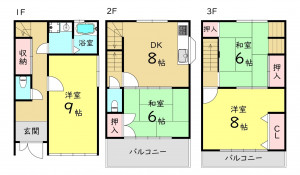 大阪市鶴見区今津北、中古一戸建ての間取り画像です