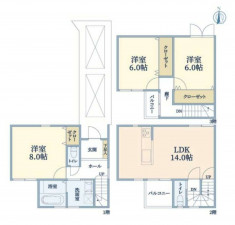 大阪市東成区大今里南、新築一戸建ての間取り画像です
