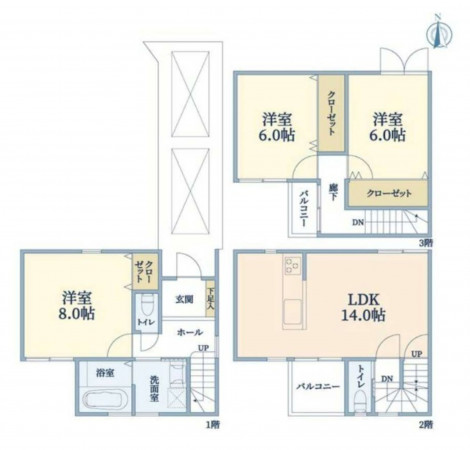 大阪市東成区大今里南、新築一戸建ての間取り画像です