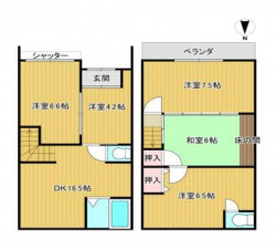 大阪市生野区中川西、中古一戸建ての間取り画像です