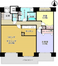 大阪市都島区中野町、マンションの間取り画像です
