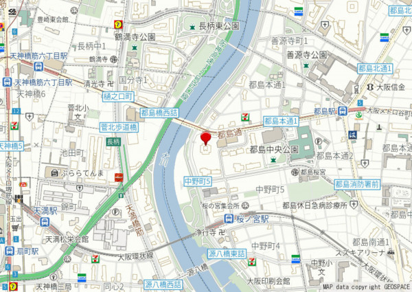 大阪市都島区中野町、マンションの地図画像です