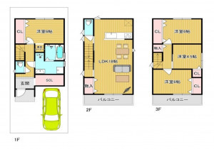 大阪市生野区生野東、新築一戸建ての間取り画像です