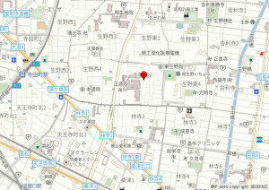 大阪市生野区生野東、新築一戸建ての地図画像です