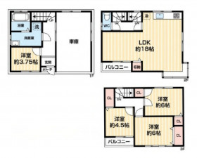 大阪市鶴見区諸口、中古一戸建ての間取り画像です