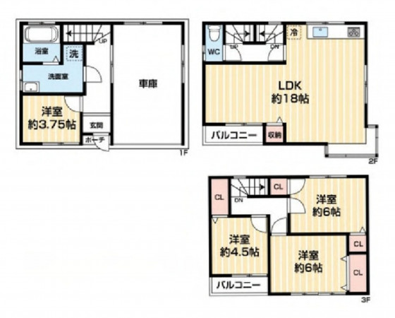 大阪市鶴見区諸口、中古一戸建ての間取り画像です
