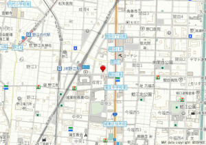 大阪市城東区成育、マンションの地図画像です