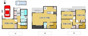 大阪市旭区森小路、中古一戸建ての間取り画像です