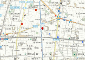 大阪市東成区大今里西、中古一戸建ての地図画像です