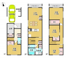 大阪市旭区赤川、新築一戸建ての間取り画像です