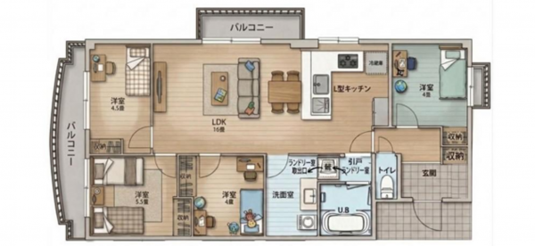 大阪市旭区新森、マンションの間取り画像です