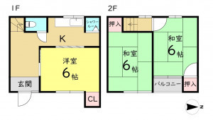大阪市城東区放出西、中古一戸建ての間取り画像です