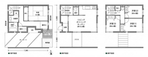 大阪市鶴見区茨田大宮、マンションの間取り画像です
