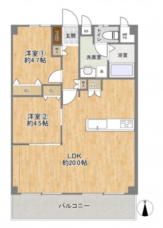 大阪市都島区中野町、マンションの間取り画像です