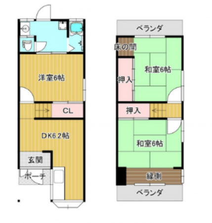 大阪市城東区鴫野西、中古一戸建ての間取り画像です