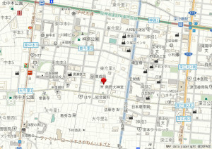 大阪市東成区東今里、中古一戸建ての地図画像です