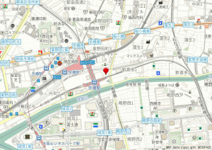 大阪市城東区新喜多、マンションの地図画像です