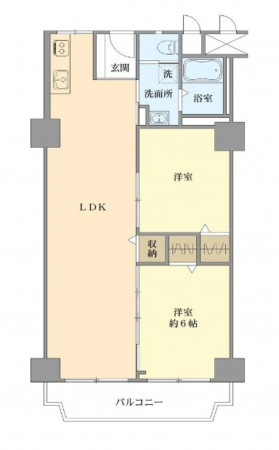 大阪市城東区関目、マンションの間取り画像です