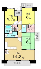 大阪市城東区古市、マンションの間取り画像です