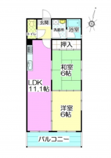 宮崎市高松町、マンションの間取り画像です