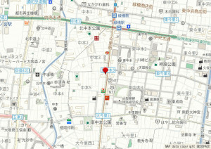 大阪市東成区中本、マンションの地図画像です