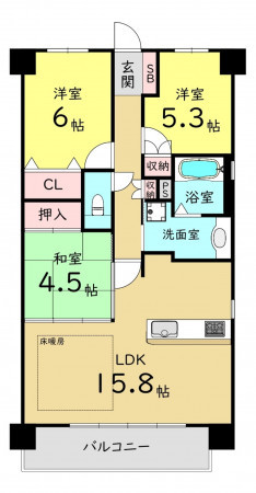 大阪市東成区中本、マンションの間取り画像です