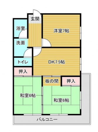 宮崎市恒久、マンションの間取り画像です