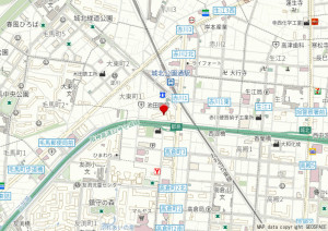 大阪市都島区大東町、マンションの地図画像です