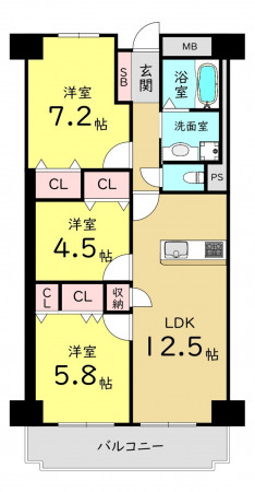 大阪市都島区大東町、マンションの間取り画像です