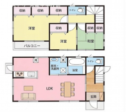 宮崎市新別府町、中古一戸建ての間取り画像です