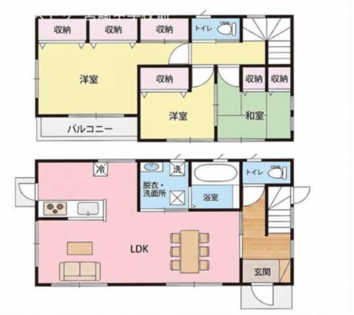 宮崎市新別府町、中古一戸建ての間取り画像です