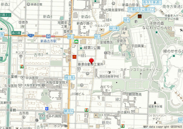 大阪市鶴見区緑、マンションの地図画像です