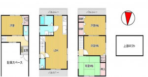 大阪市東成区玉津、中古一戸建ての間取り画像です