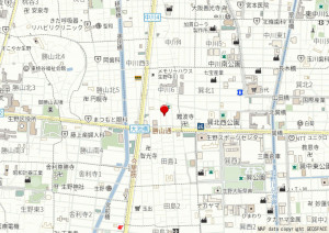 大阪市生野区中川、中古一戸建ての地図画像です