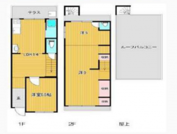 大阪市生野区中川、中古一戸建ての間取り画像です