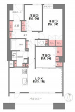 大阪市鶴見区放出東、マンションの間取り画像です