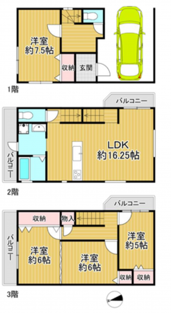 大阪市鶴見区茨田大宮、中古一戸建ての間取り画像です