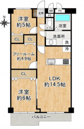 大阪市城東区今福西、マンションの間取り画像です