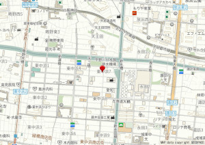 大阪市城東区東中浜、中古一戸建ての地図画像です