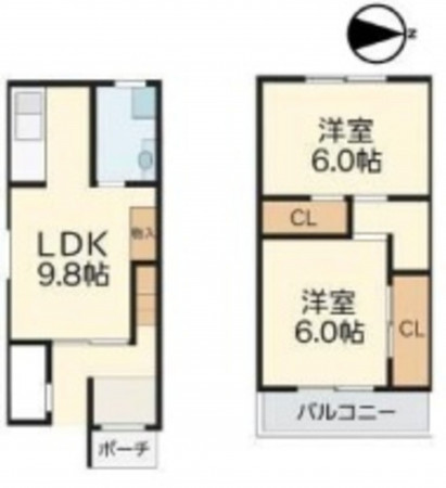 大阪市東成区大今里西、中古一戸建ての間取り画像です