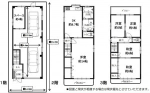 大阪市生野区桃谷、中古一戸建ての間取り画像です