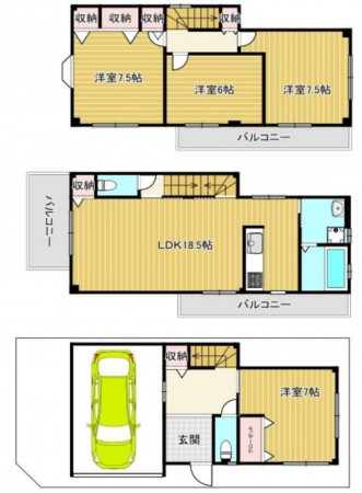 大阪市生野区巽東、中古一戸建ての間取り画像です