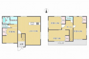 宮崎市福島町、中古一戸建ての間取り画像です