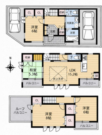 大阪市城東区鴫野東、中古一戸建ての間取り画像です