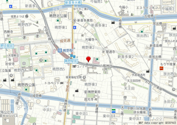 大阪市城東区鴫野東、中古一戸建ての地図画像です