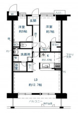 大阪市旭区高殿、マンションの間取り画像です